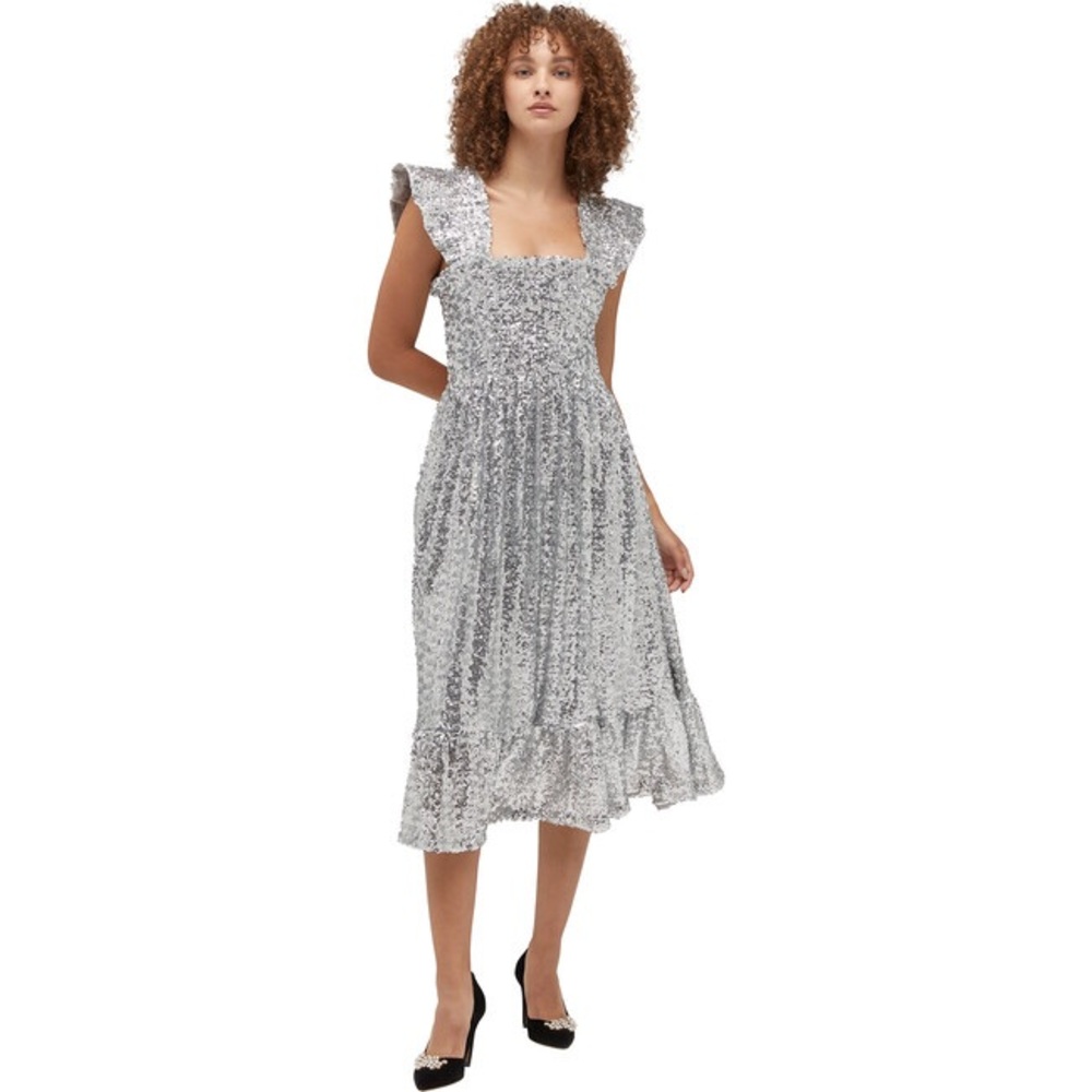 Hill House Silver Sequin Midi Dress